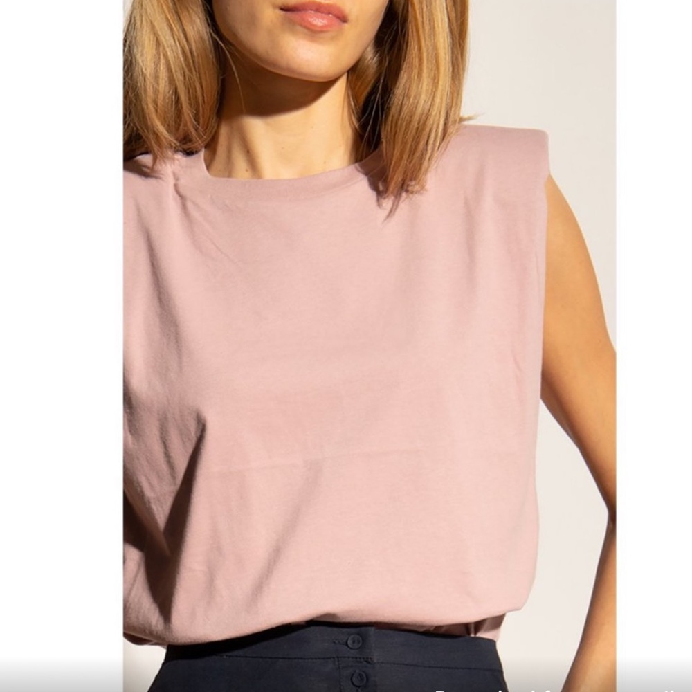 All Saints Coni Tank Shoulder Pad Crewneck Sleeveless Morning Mauve XSMALL